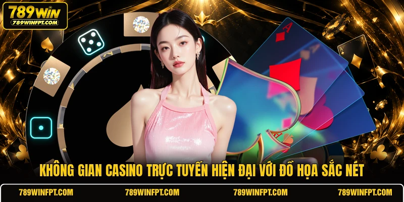 Không gian casino trực tuyến hiện đại với đồ họa sắc nét 